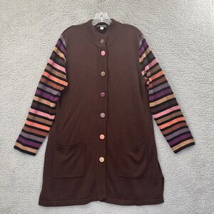 Bob Mackie Wearable Art Long Cardigan Sweater‎ Eclectric Artsy Women's Medium